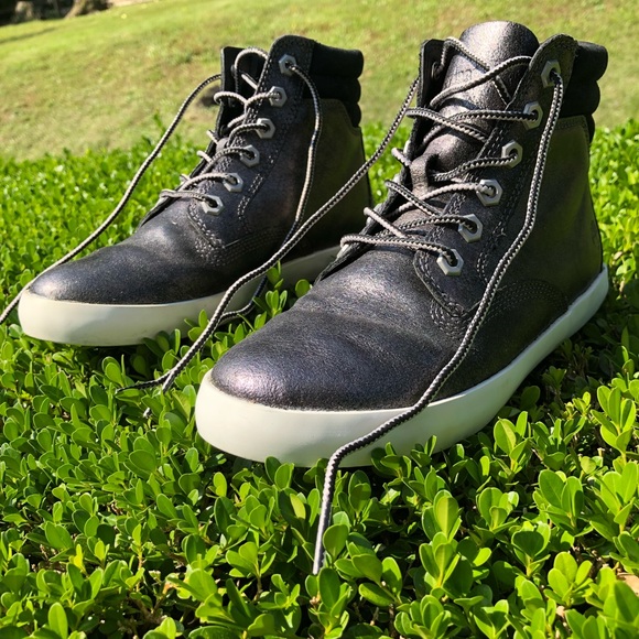 Timberland Black Metallic High Top Leather Sneaker - Picture 14 of 14